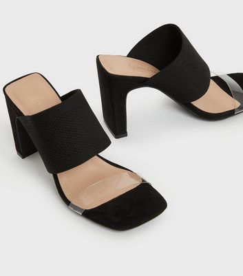 black high heel mules