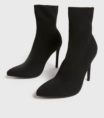 shop for Black Knit Stiletto Heel Ankle Boots New Look Vegan at Shopo