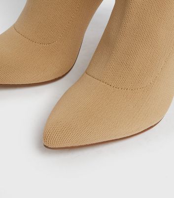 shop for Camel Knit Stiletto Heel Ankle Boots New Look Vegan at Shopo