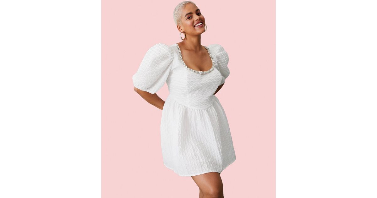 My Hero Ultimate Party Curves White Embellished Mini Dress | New Look