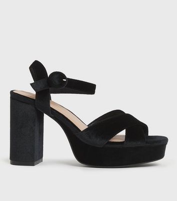 Black Suedette Slim Heel Sandals | New Look