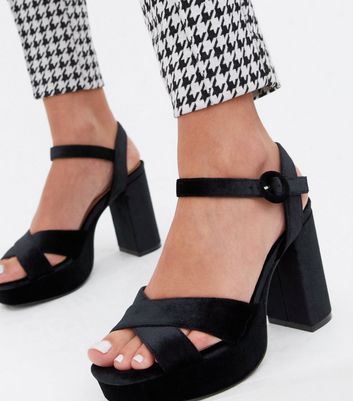 Black velvet heels with hotsell ankle strap