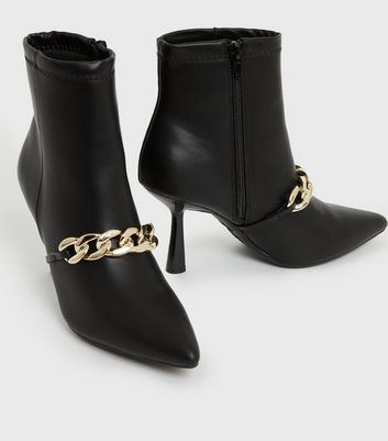 shop for Black Chain Stiletto Heel Ankle Boots New Look Vegan at Shopo