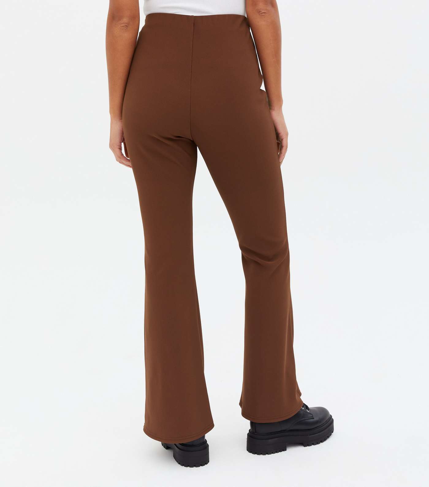 Rust Ribbed Flared Trousers Image 4
