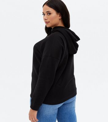 Curves Black Long Sleeve Oversized Hoodie | New Look