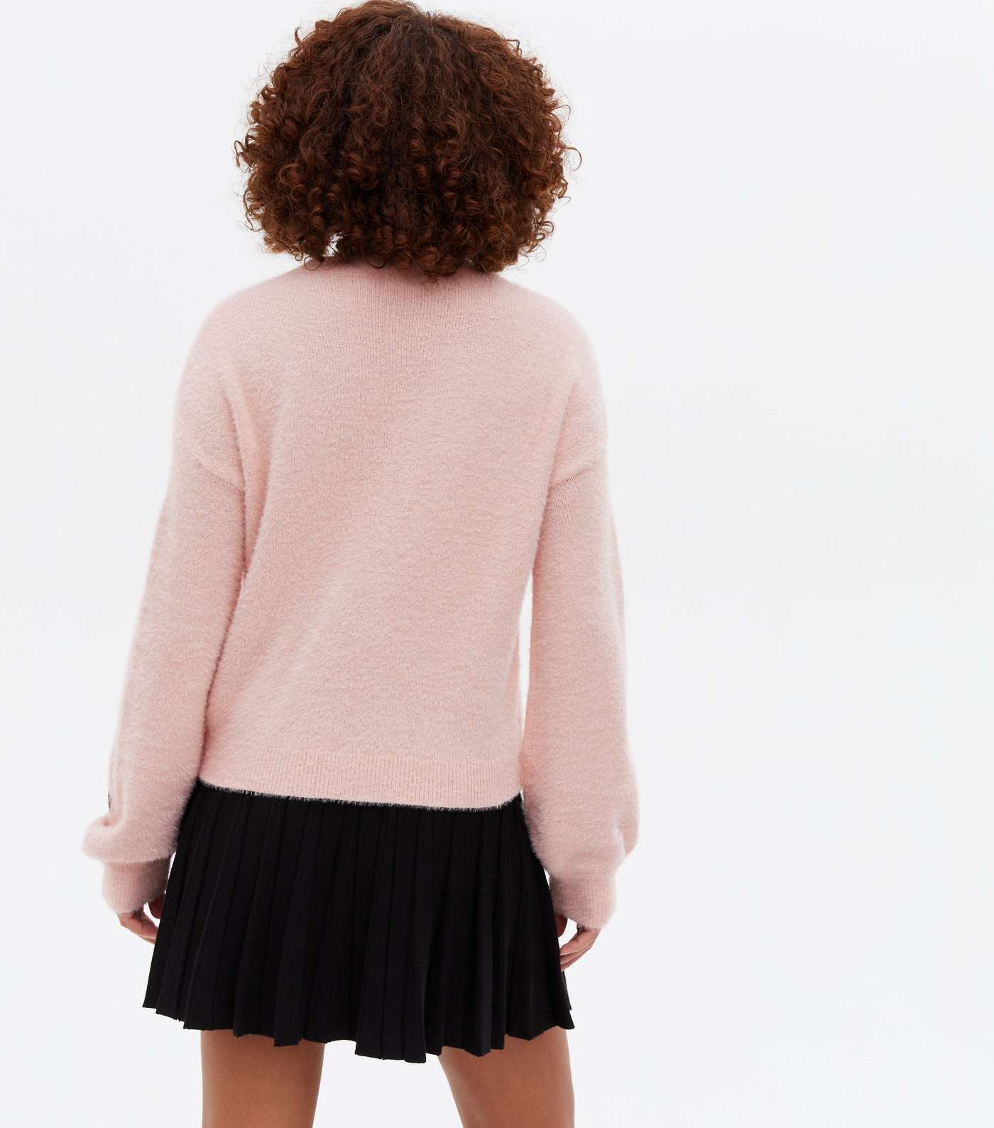 Pink Fluffy Knit Bow Sequin Jumper Image 4