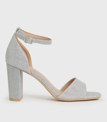 High Heel Glitter Sandals in Silver – Chi Chi London