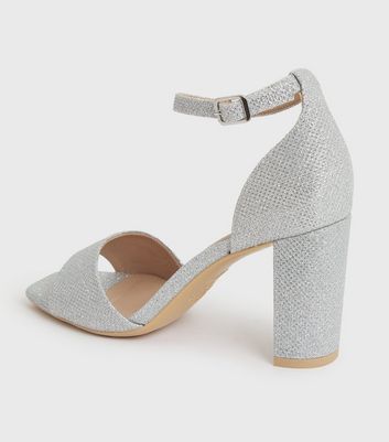 Silver 2 inch sale block heels