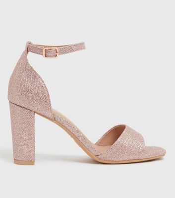 rose gold open toe heels
