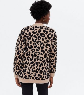 Leopard print cardigan new cheap look