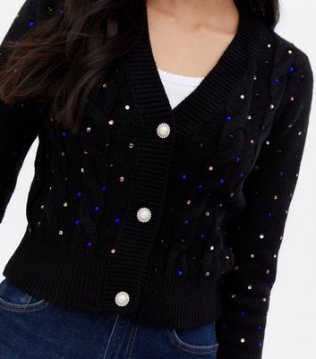 Black sale embellished cardigan