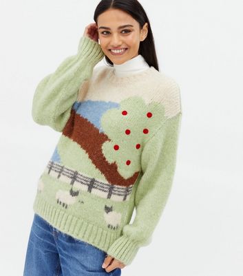 Cream Farmyard Knit Jumper | New Look