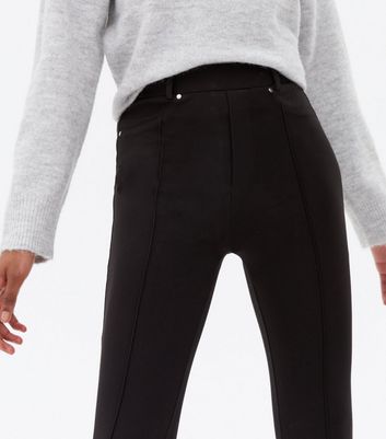 Black Ponte Seam Front Leggings | New Look
