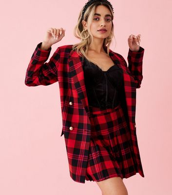tartan red blazer