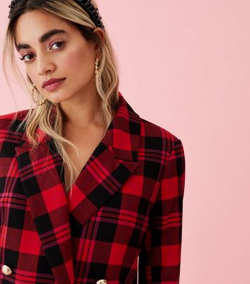tartan blazer red
