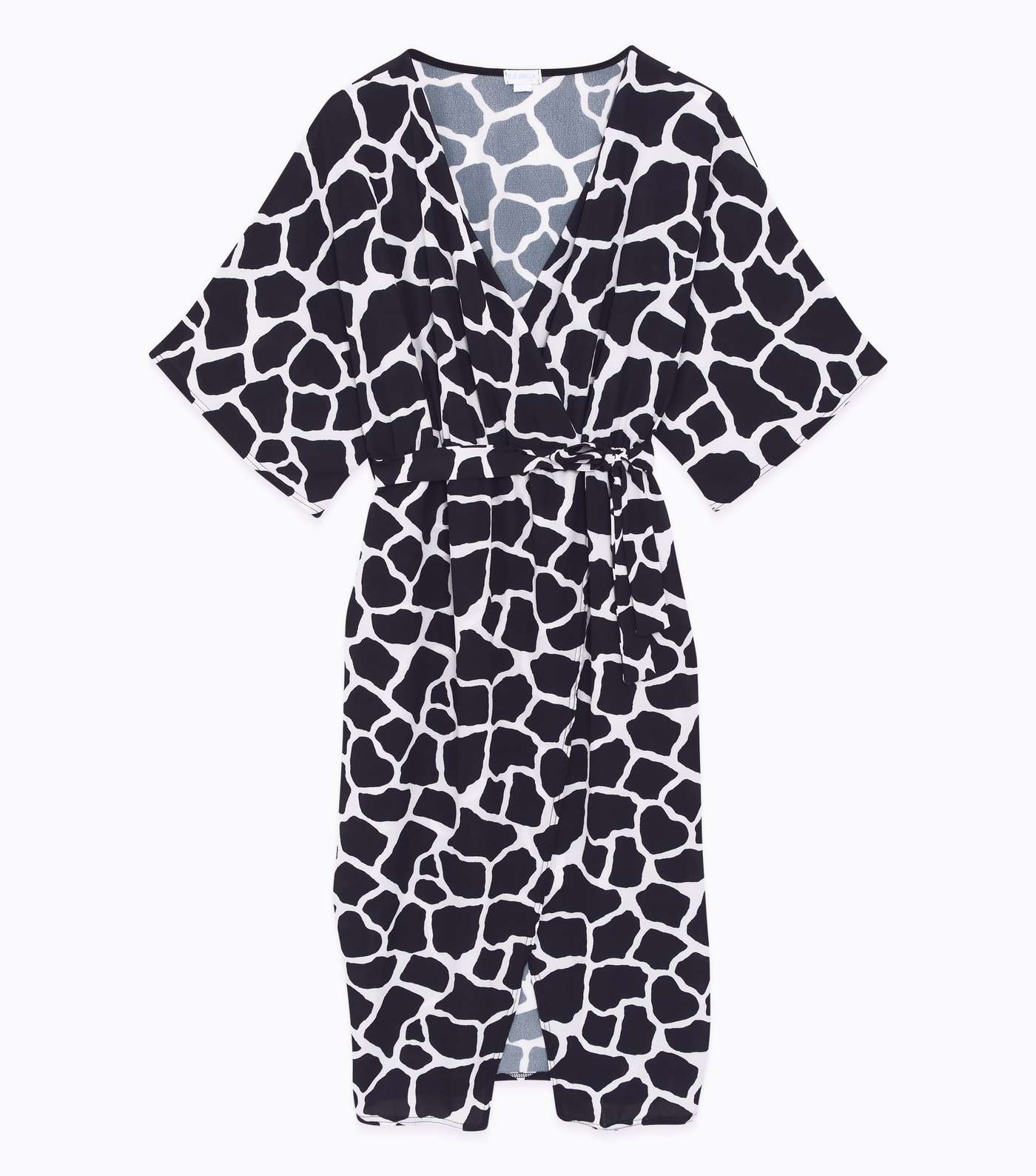 Blue Vanilla Curves Black Giraffe Print Kimono Midi Dress Image 5