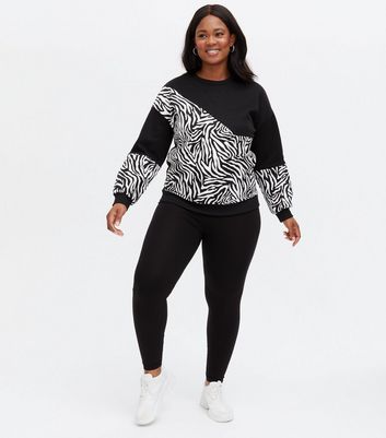 Blue Vanilla Curves Black Zebra Print Crew Sweatshirt New Look