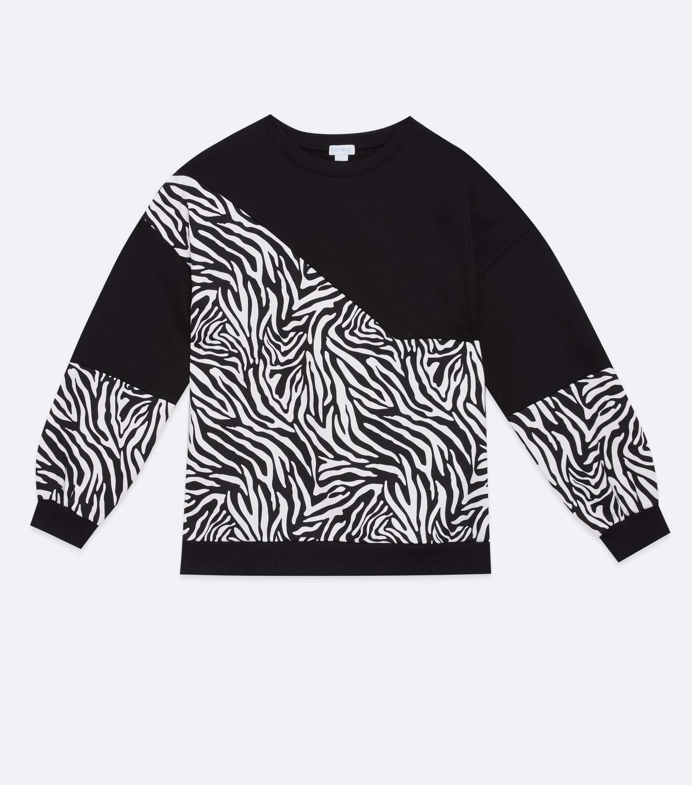 Blue Vanilla Curves Black Zebra Print Crew Sweatshirt Image 5