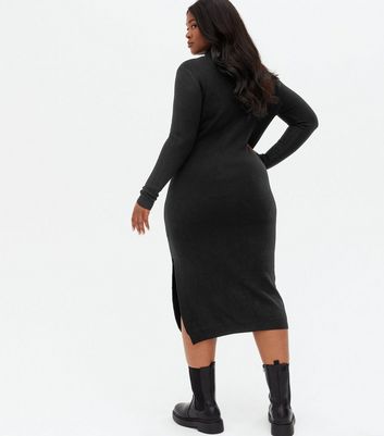 Click to view product details and reviews for Blue Vanilla Curves Black Roll Neck Midi Jumper Dress New Look.