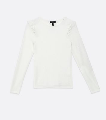 white long sleeve knit top