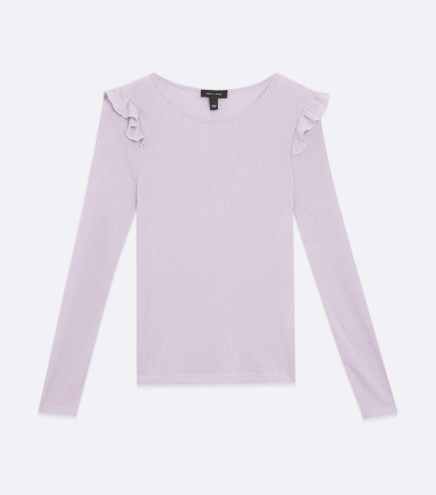 Lilac Fine Knit Frill Long Sleeve Top Image 5