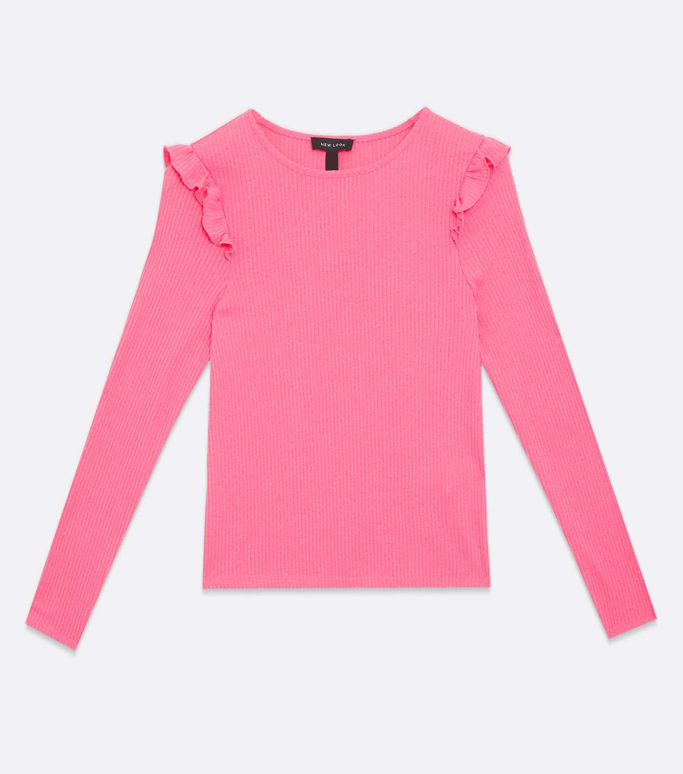 Pink Fine Knit Frill Long Sleeve Top Image 5