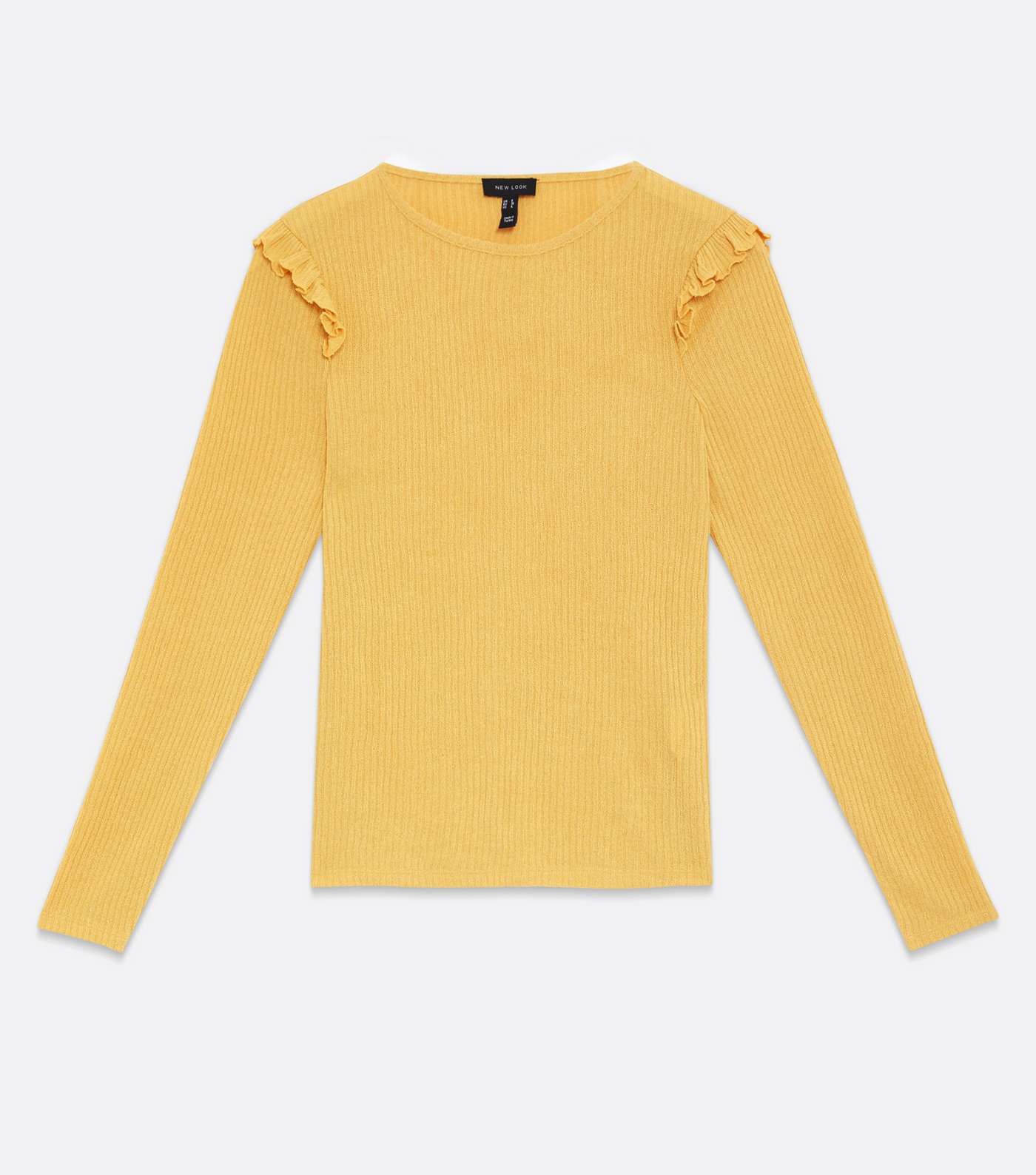 Yellow Fine Knit Frill Long Sleeve Top Image 5