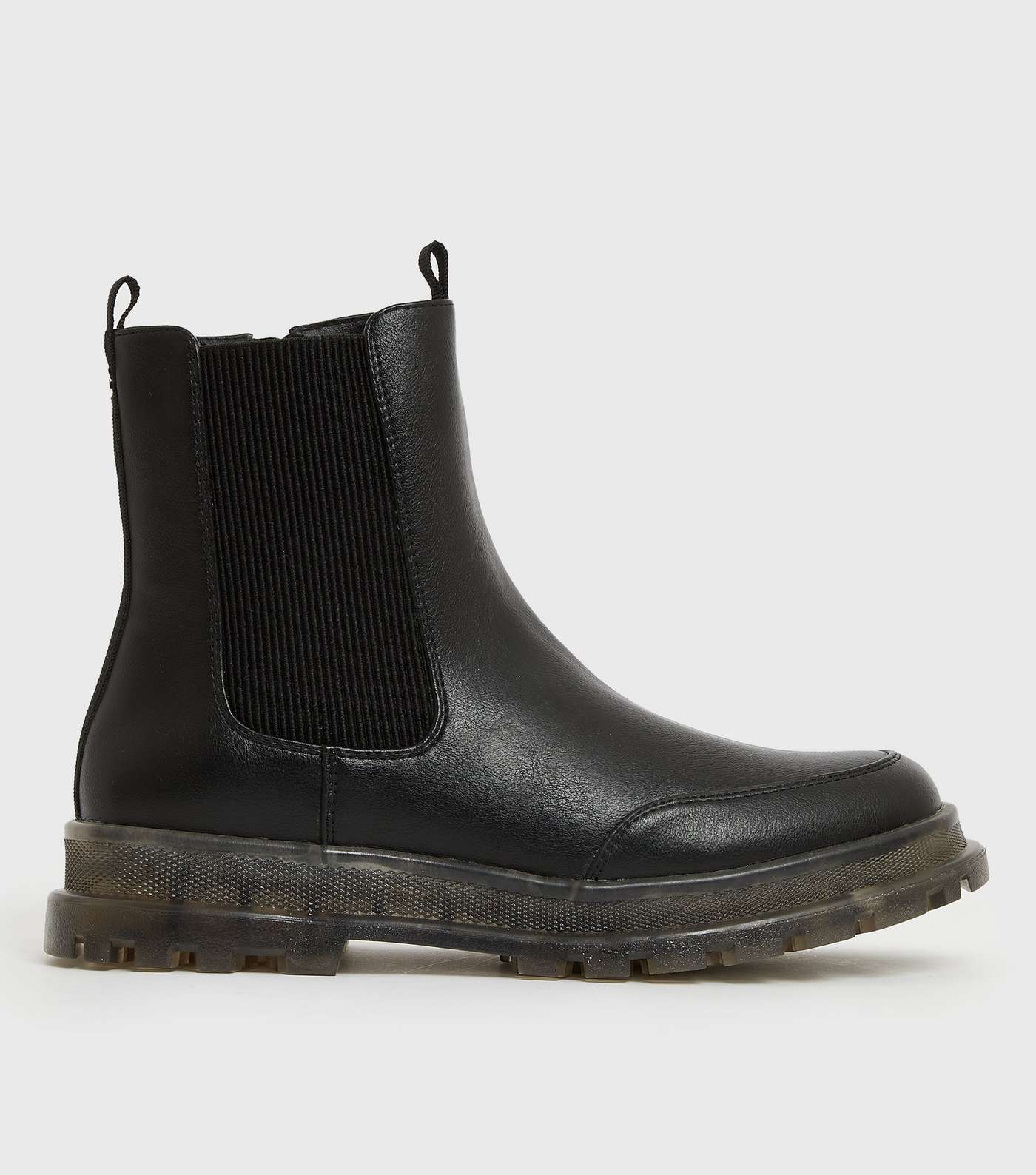 Girls Black Chunky Cleated Chelsea Boots