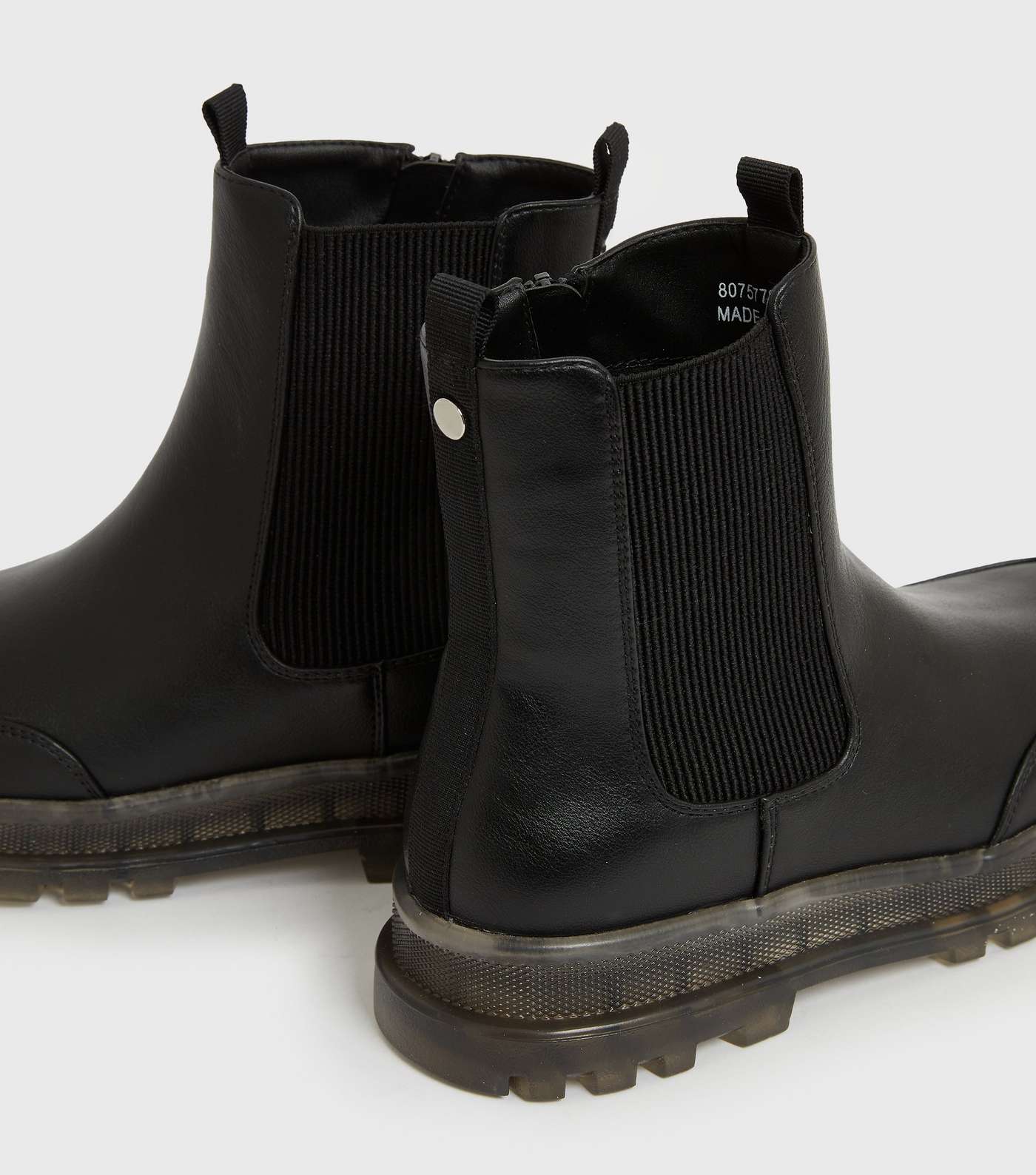 Girls Black Chunky Cleated Chelsea Boots Image 3