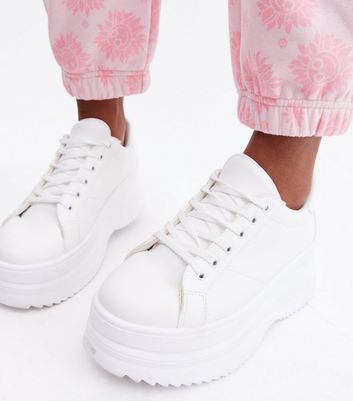 womens white platform trainers