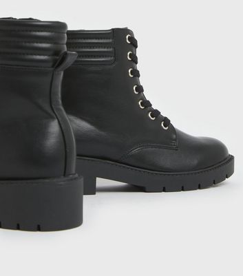 Click to view product details and reviews for Girls Black Padded Lace Up Chunky Ankle Boots New Look Vegan.