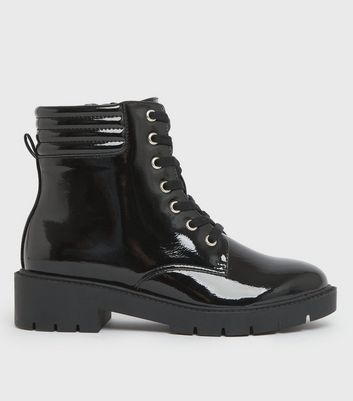 black patent girls boots