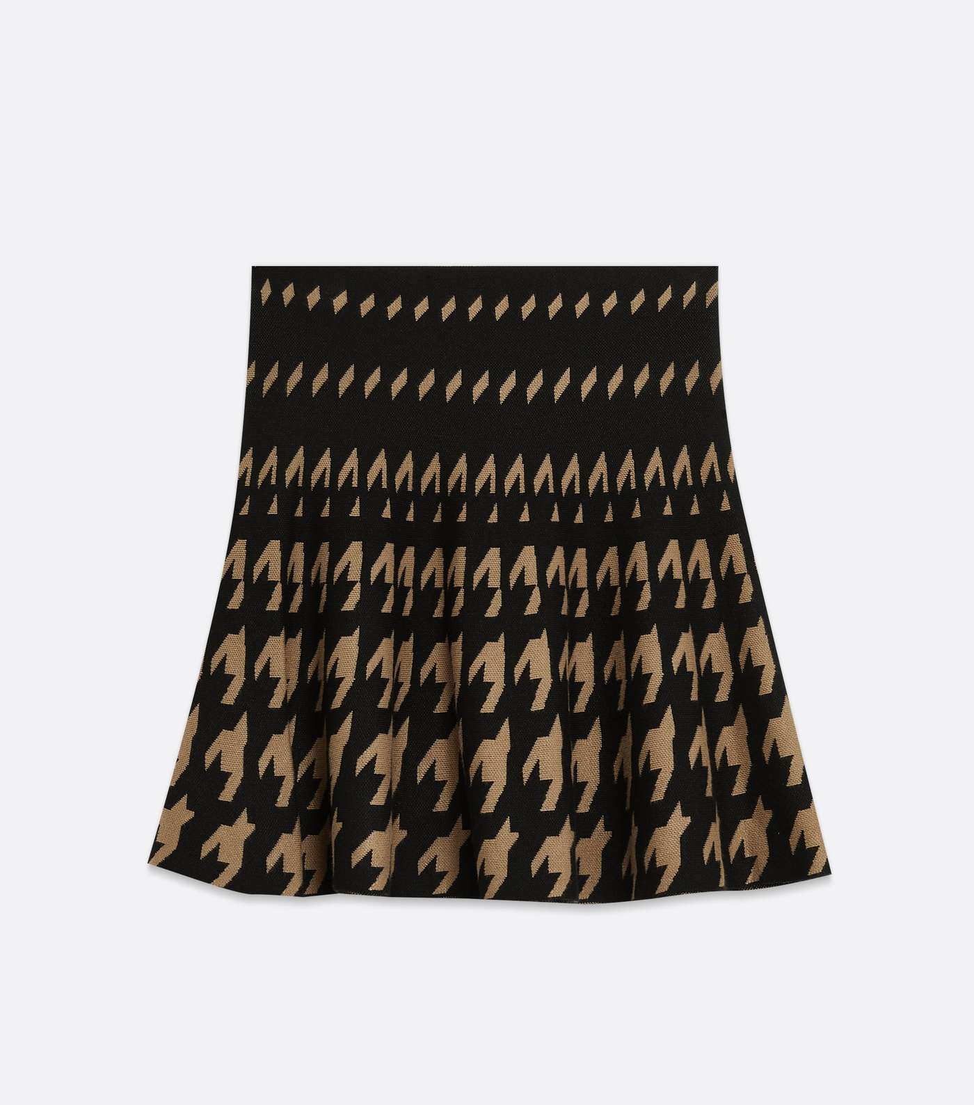 Brown Dogtooth Knit Mini Skirt Image 5