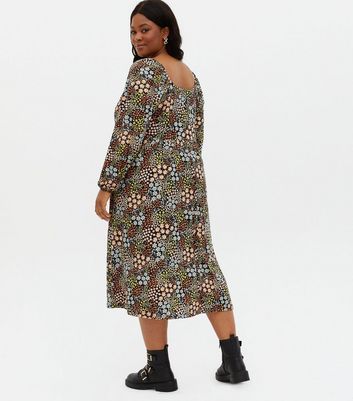 Blue Vanilla Curves Black Floral 