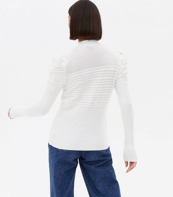 Click to view product details and reviews for Pink Vanilla White Ribbed Puff Sleeve Jumper New Look.