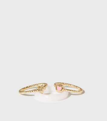 Girls 3 Pack Pale Pink and Gold Stacking Rings