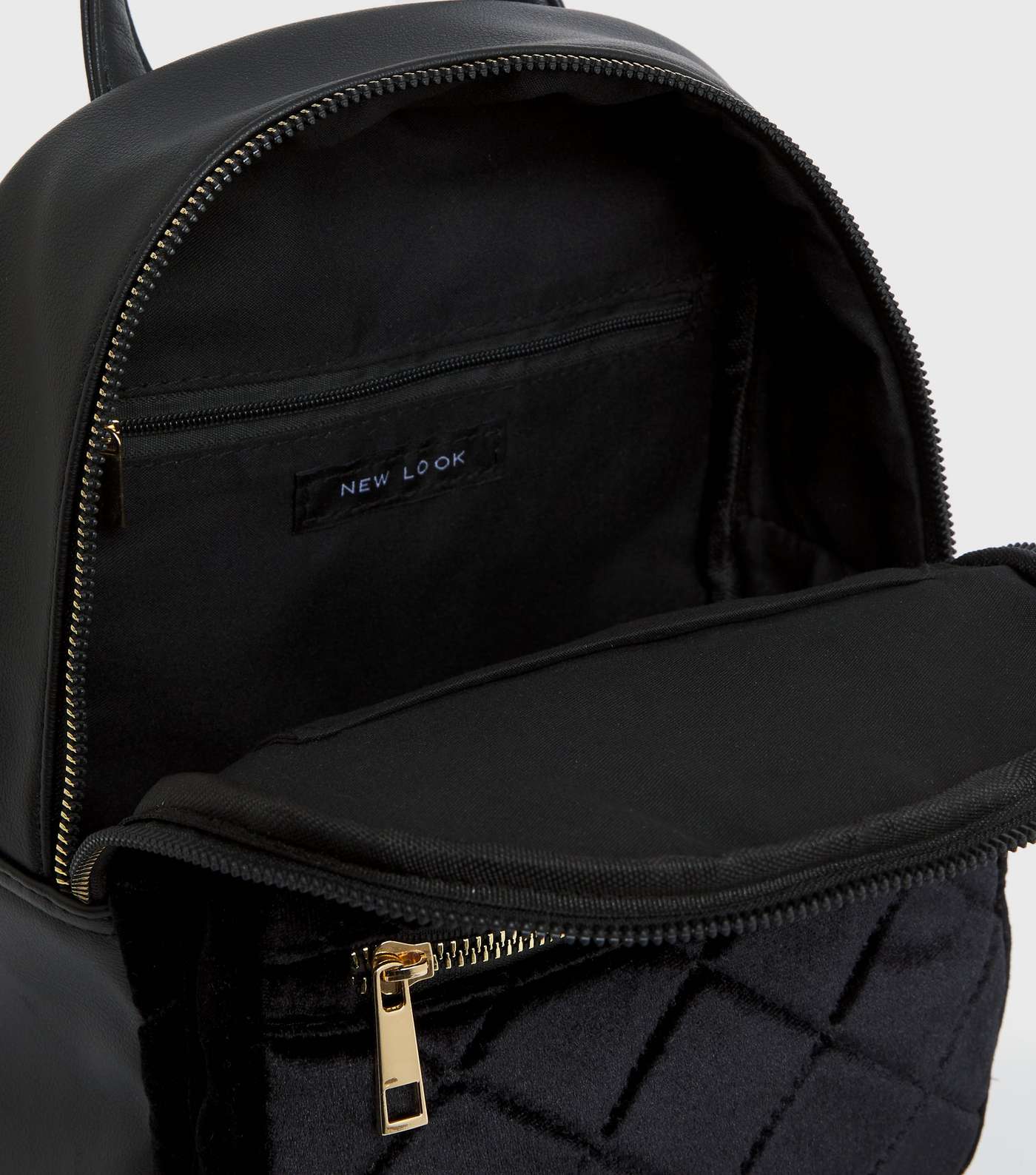 Girls Black Quilted Velvet Backpack Image 4