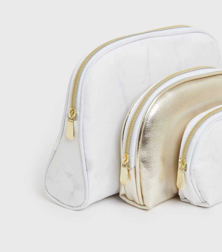 New Look Marble Makeup Box Pack Gold And White Marble Effect