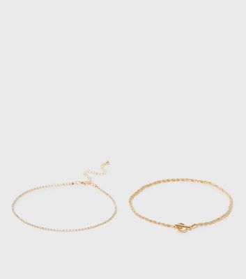 Damen Accessoires 2 Pack Gold Diamanté and Chain Chokers