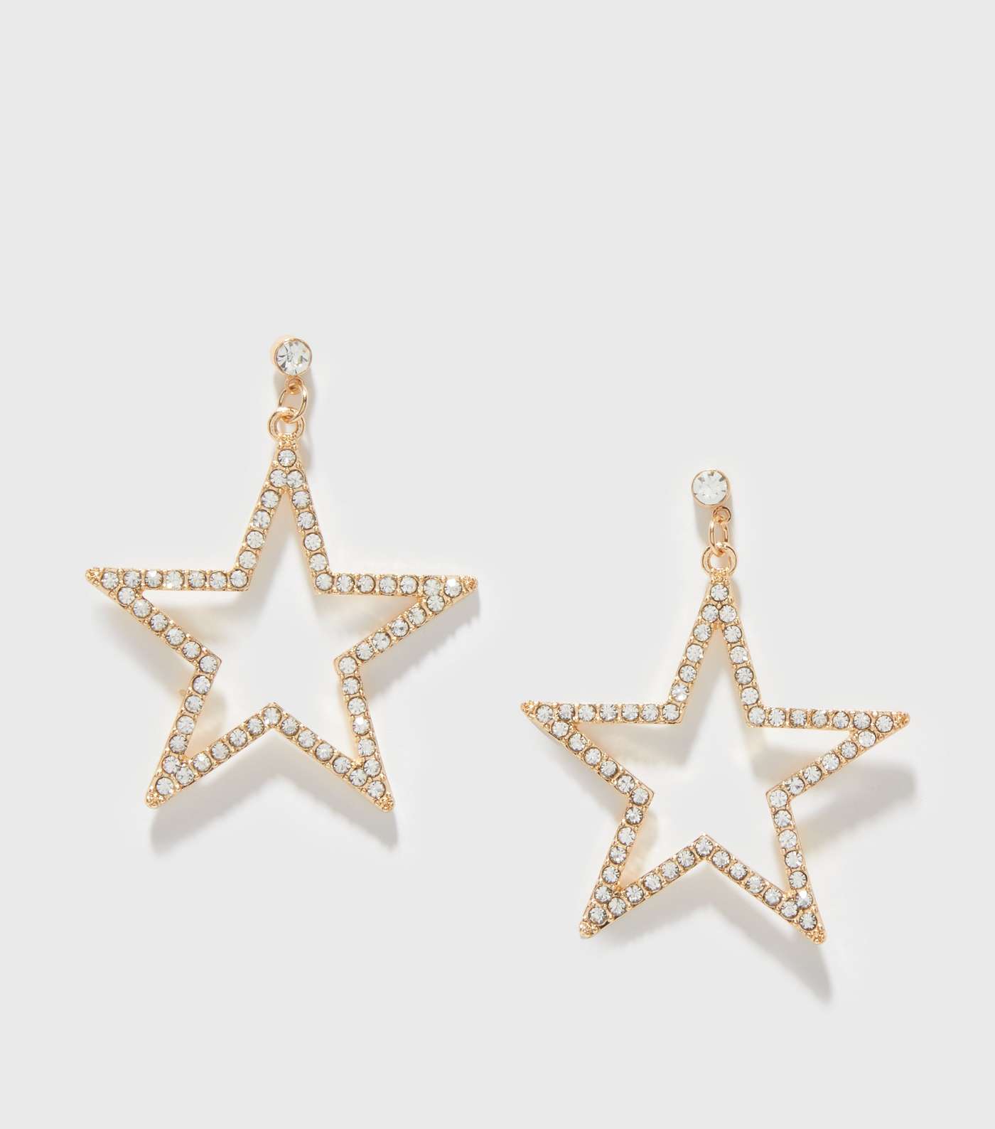 Superstar Gold Diamanté Star Drop Stud Earrings Image 2