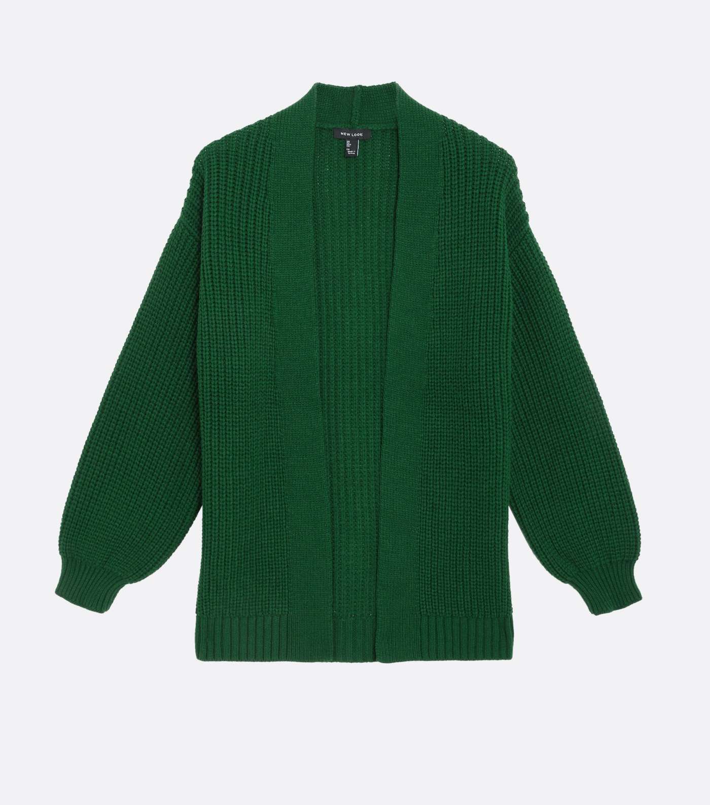 Dark Green Knit Puff Sleeve Cardigan Image 5