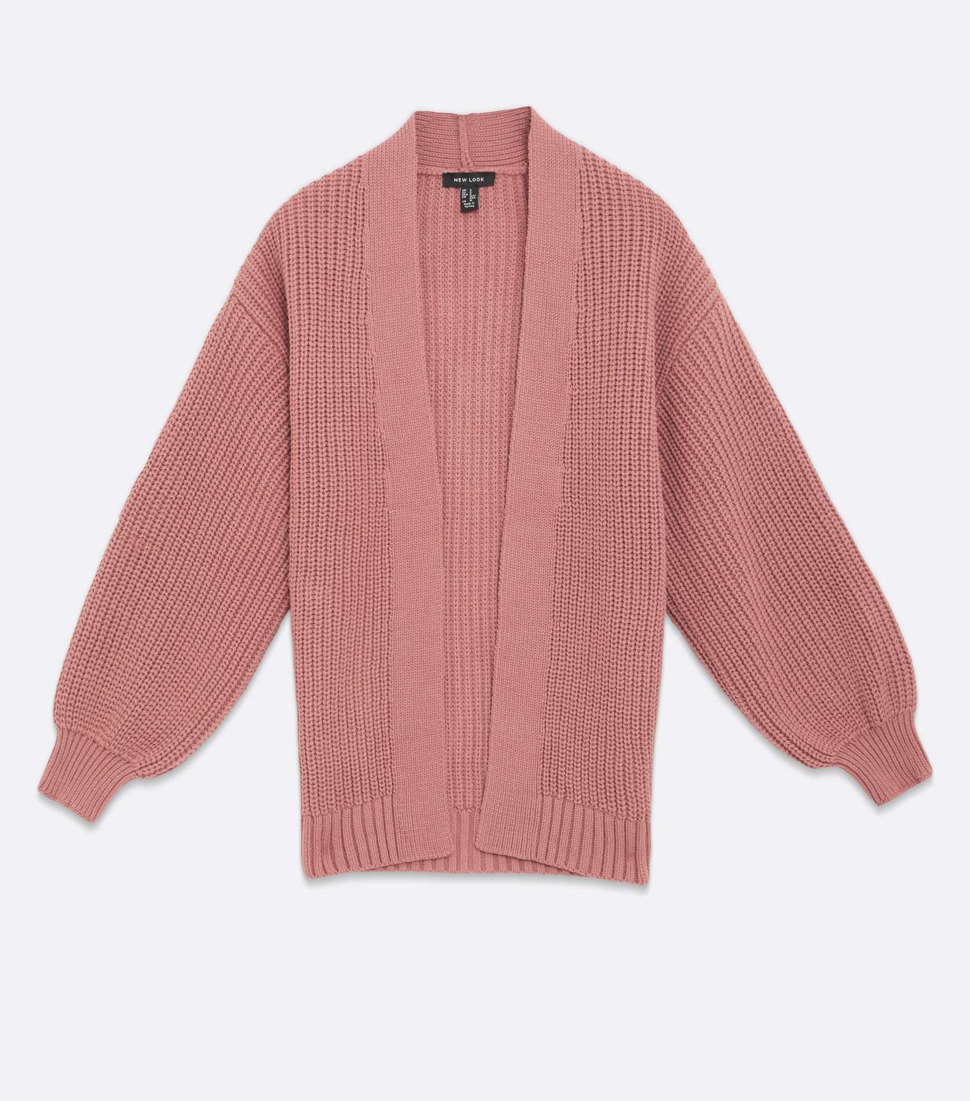 Mid Pink Knit Puff Sleeve Cardigan Image 5