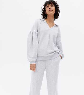 NA-KD Pale Grey Puff Sleeve Hoodie
