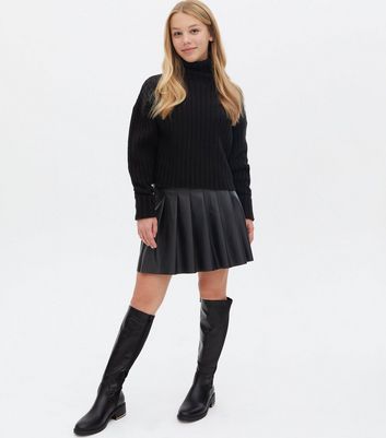 ladies black knee length boots