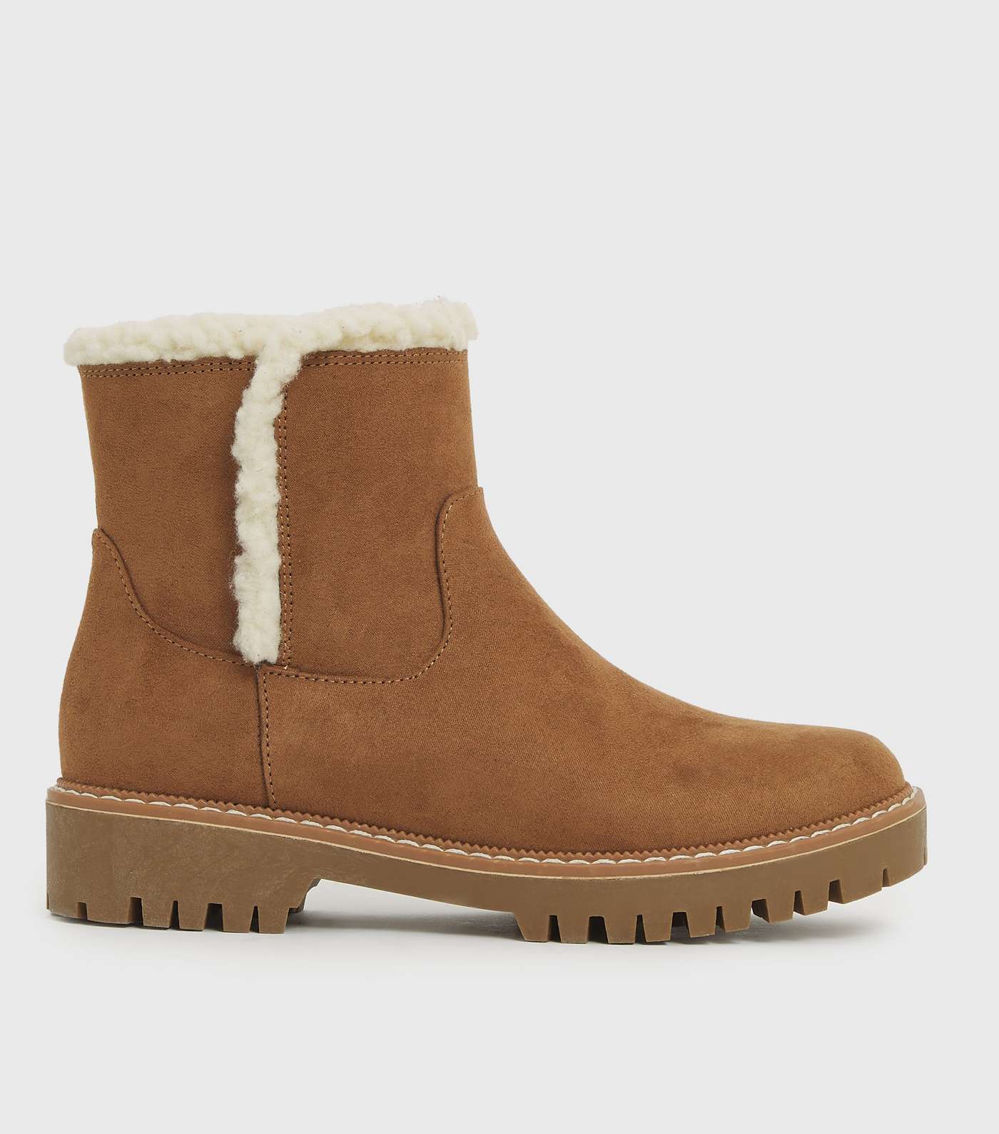 Girls Tan Faux Shearling Lined Chunky Boots