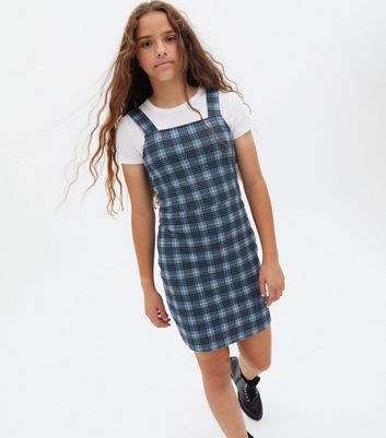 Blue check 2025 pinafore dress