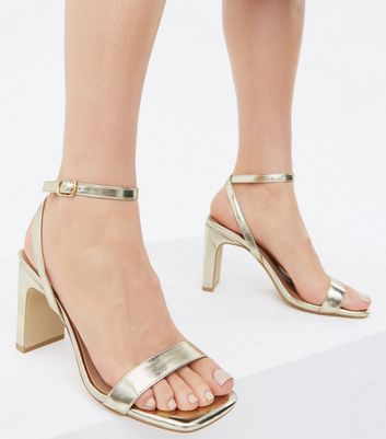 New Look Wide Fit Metallic Twist Strap Block Heel Sandals Vegan Womens Shoes Heels Sandal heels 