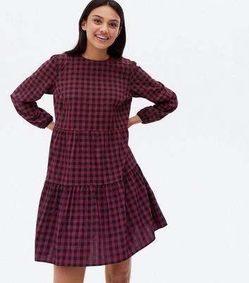 Burgundy on sale gingham dress