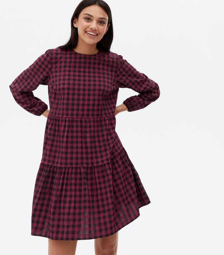 burgundy gingham dress