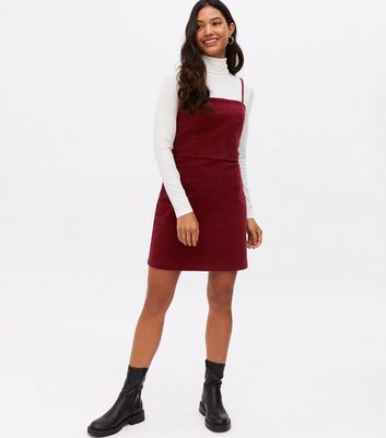 New look store red pinafore dress